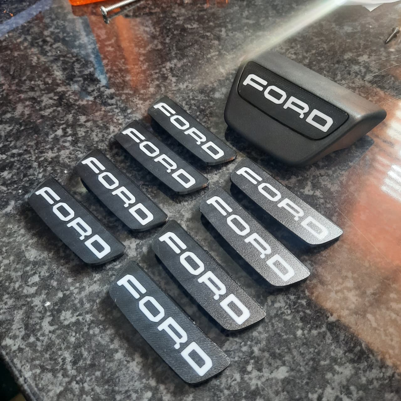 White FORD Logo on end caps for Ford Ranger