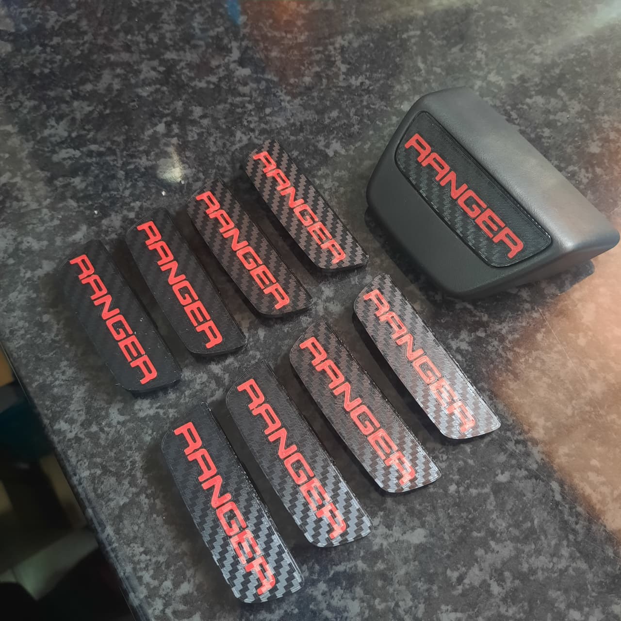 Set of 8 Red Carbon Fiber pattern End Caps