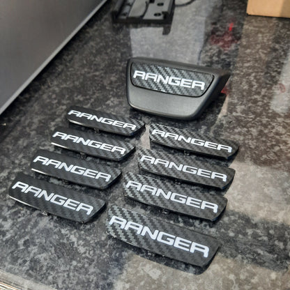 Set of Ranger Tie down hook end caps Carbon Fiber pattern