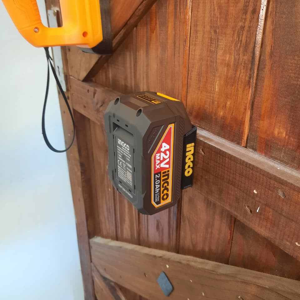 INGCO 42V Battery Hanging on a Battery Mount
