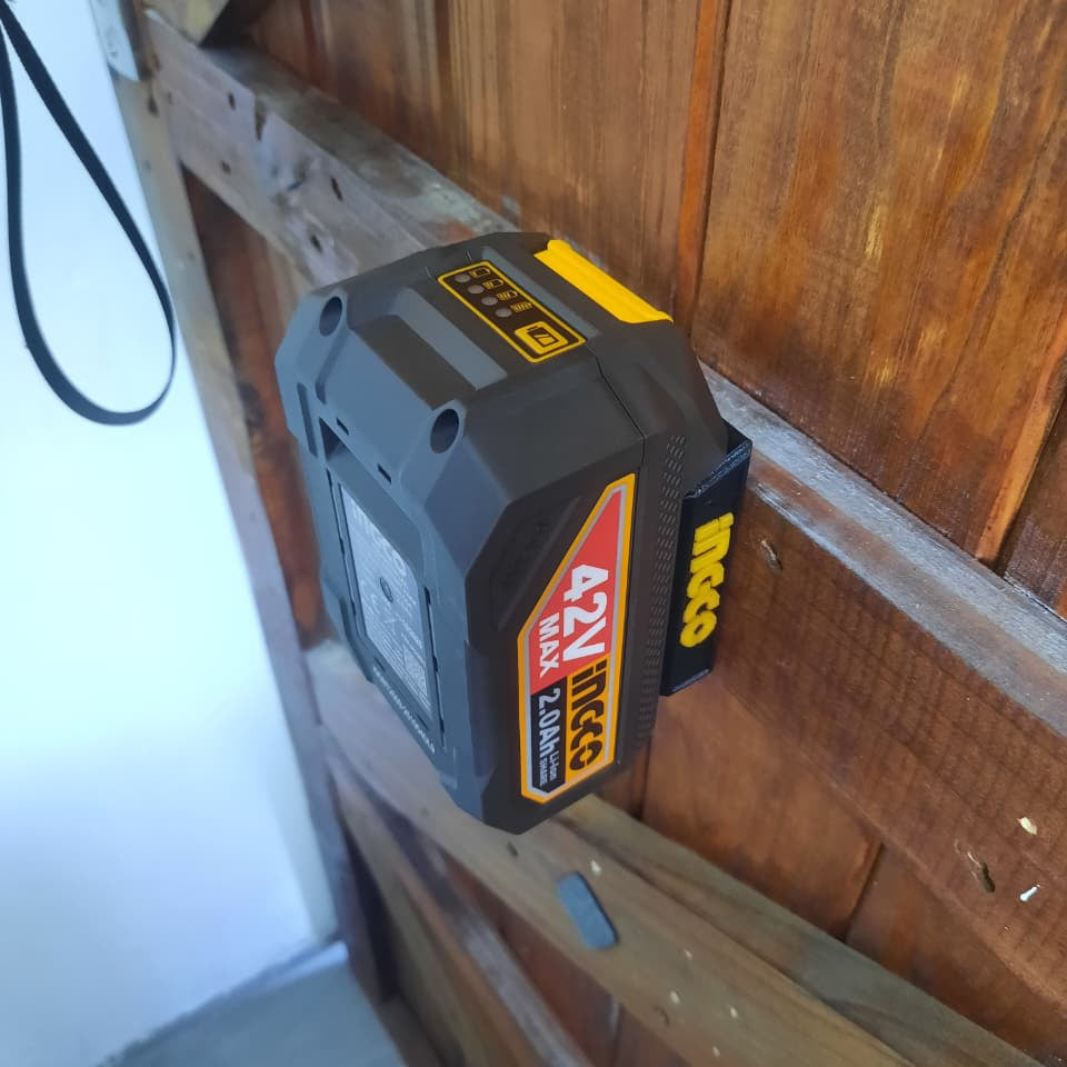 INGCO 42V Battery Mounted on a 3D Printed INGCO 42 Battery Mount