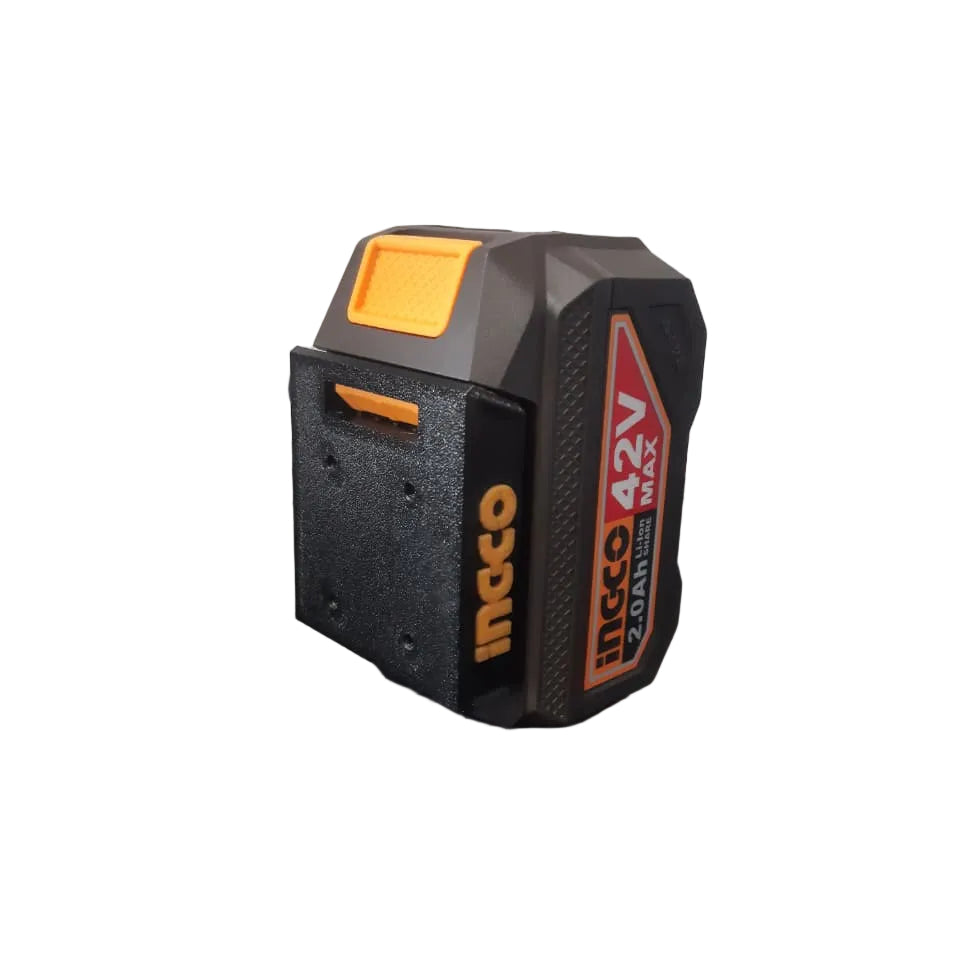 Ingco battery pack with a white background