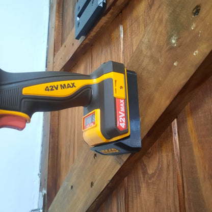 INGCO 42V Tool Mount showcasing how it mounts a power tool to a wall