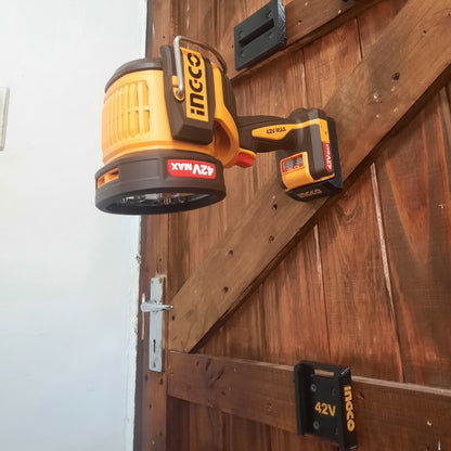 INGCO 42V Power tool mount with a 42V INGCO torch mounted on it.